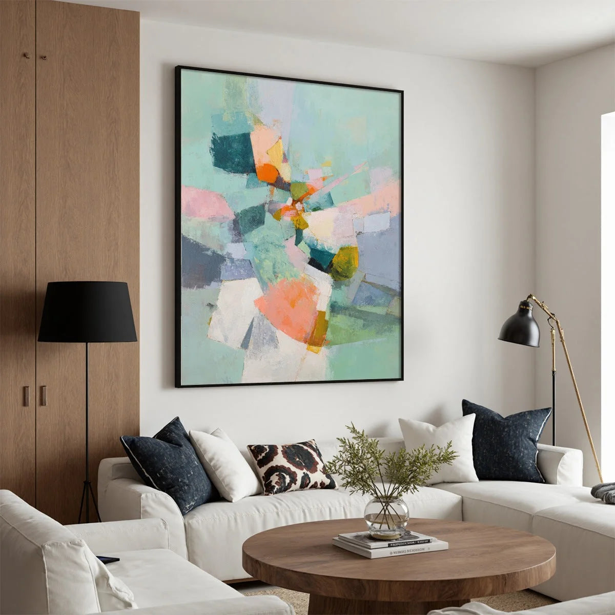 SERENDIPITY: Colorful Modern Abstract Composition Painting | multi-color palette, original oil on stretched canvas art
