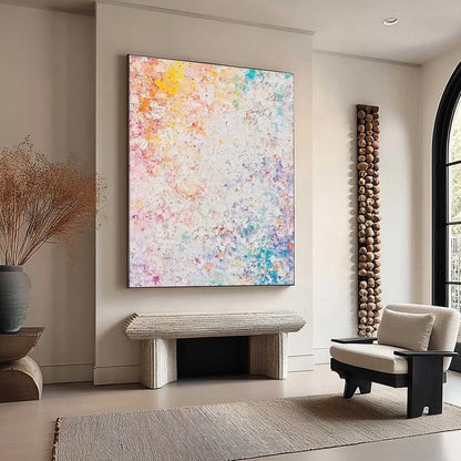 SERENDIPITY: Colorful Textured Abstract Vertical Oil Painting | multi-color palette, original oil on stretched canvas art