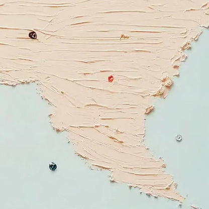 SERENDIPITY: Textured Minimalist Painting with Playful Impasto Details | rectangular format, hand-painted canvas edge