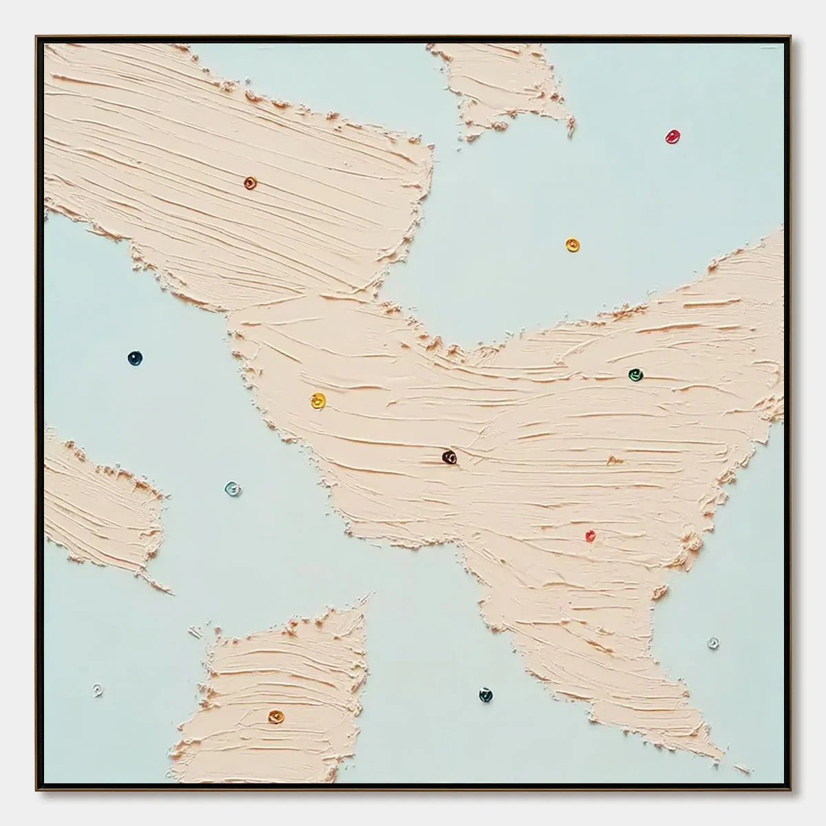 SERENDIPITY: Textured Minimalist Painting with Playful Impasto Details | hanging in living room, Minimalist wall art