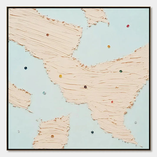 SERENDIPITY: Textured Minimalist Painting with Playful Impasto Details | hanging in living room, Minimalist wall art