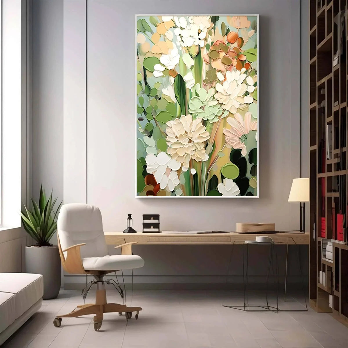 SERENE BLOSSOMS: Impressionist Floral Oil Painting | Impressionist mood, soft natural light studio shot