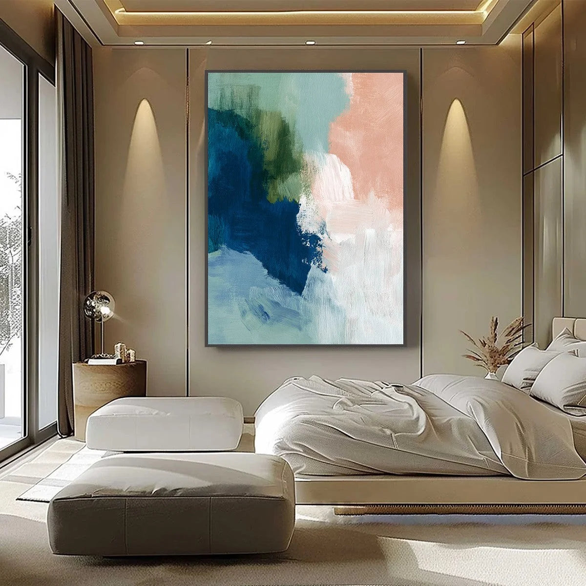 SERENE COLLISION: Modern Abstract Brushstroke Painting | Abstract closeup, raised brushwork detail