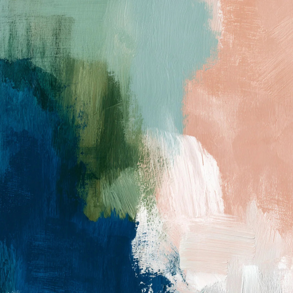 SERENE COLLISION: Modern Abstract Brushstroke Painting | rolled canvas, ready for custom framing