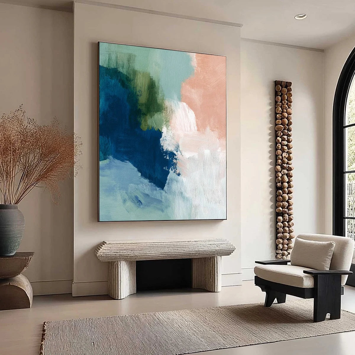 SERENE COLLISION: Modern Abstract Brushstroke Painting | multi-color palette, original oil on stretched canvas art