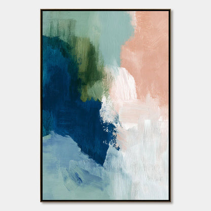 SERENE COLLISION: Modern Abstract Brushstroke Painting | hanging in living room, Abstract wall art