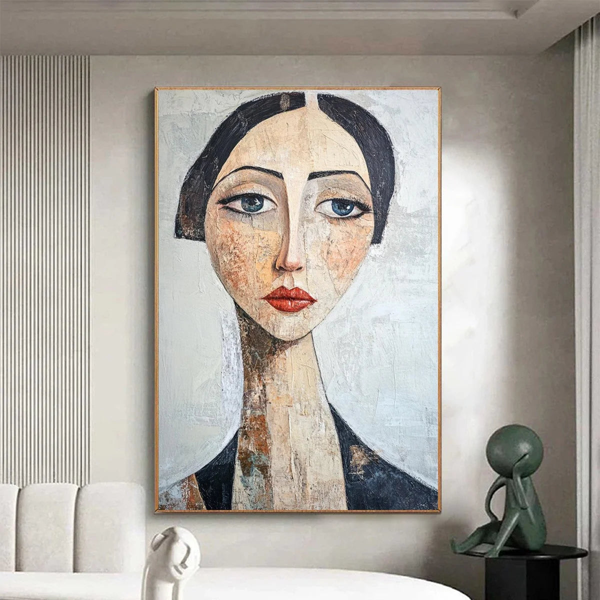 SERENE GAZE: Textured Figurative Portrait Oil Painting | Figurative closeup, raised brushwork detail