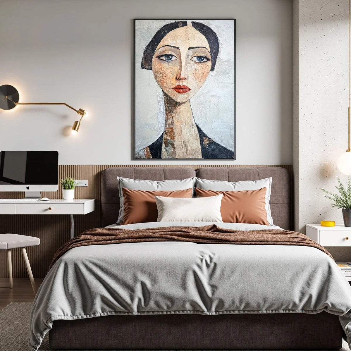 SERENE GAZE: Textured Figurative Portrait Oil Painting | Figurative mood, soft natural light studio shot
