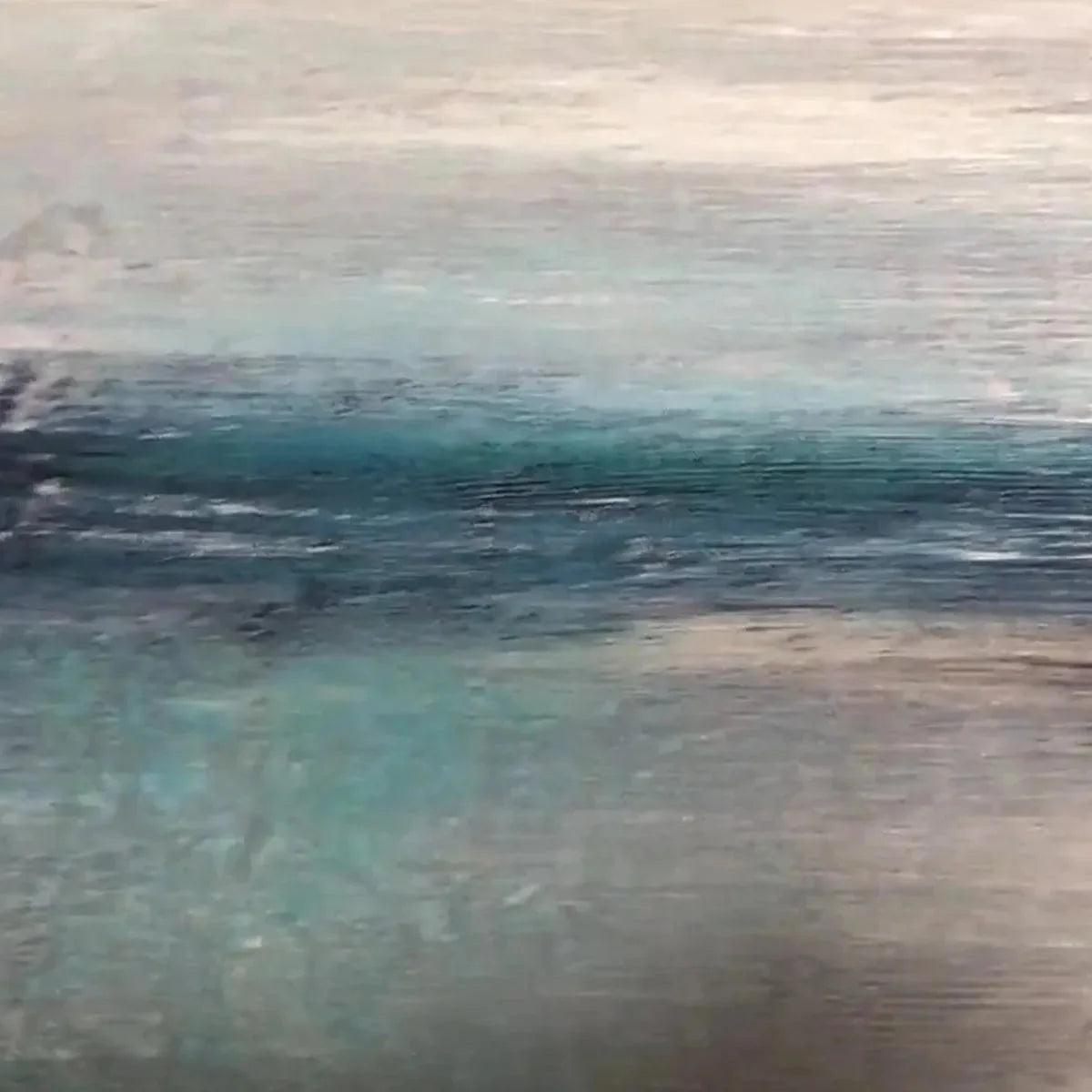 SERENE HORIZON: Panoramic Seascape Painting, Horizontal Wall Art | gold frame stretched on neutral wall