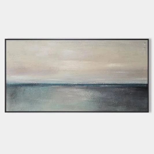 SERENE HORIZON: Panoramic Seascape Painting, Horizontal Wall Art | hanging in living room, Abstract wall art