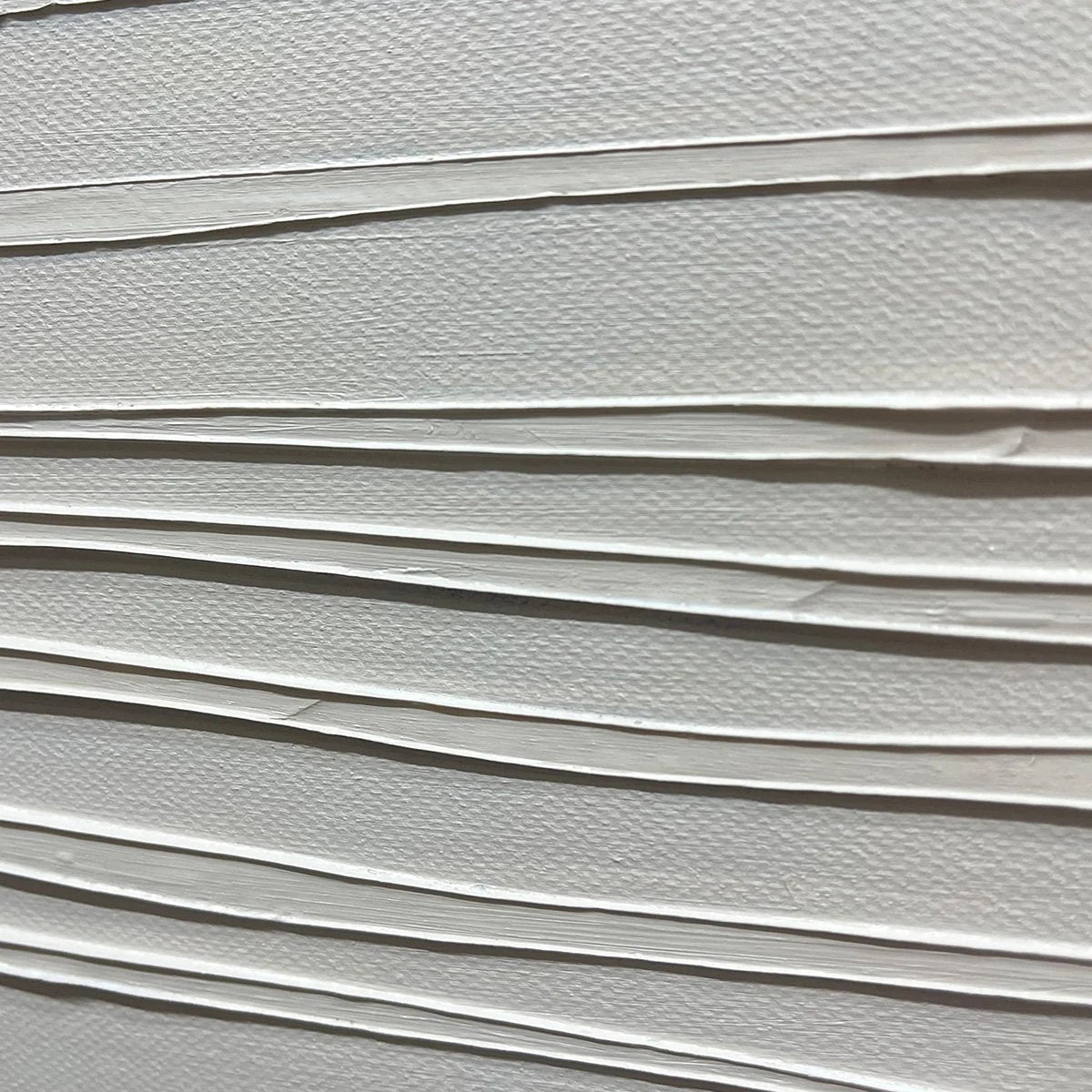 SERENE LINES: Minimalist Textured White Abstract Oil Painting | rectangular format, hand-painted canvas edge