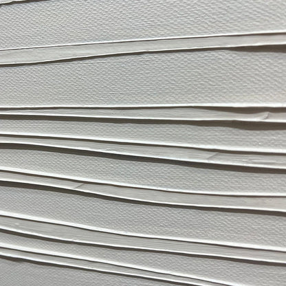 SERENE LINES: Minimalist Textured White Abstract Oil Painting | rectangular format, hand-painted canvas edge
