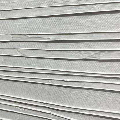 SERENE LINES: Minimalist Textured White Abstract Oil Painting | rolled canvas, ready for custom framing
