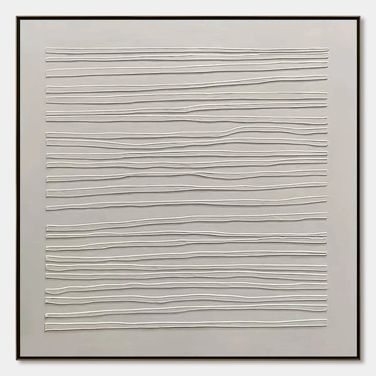 SERENE LINES: Minimalist Textured White Abstract Oil Painting | hanging in living room, Minimalist wall art
