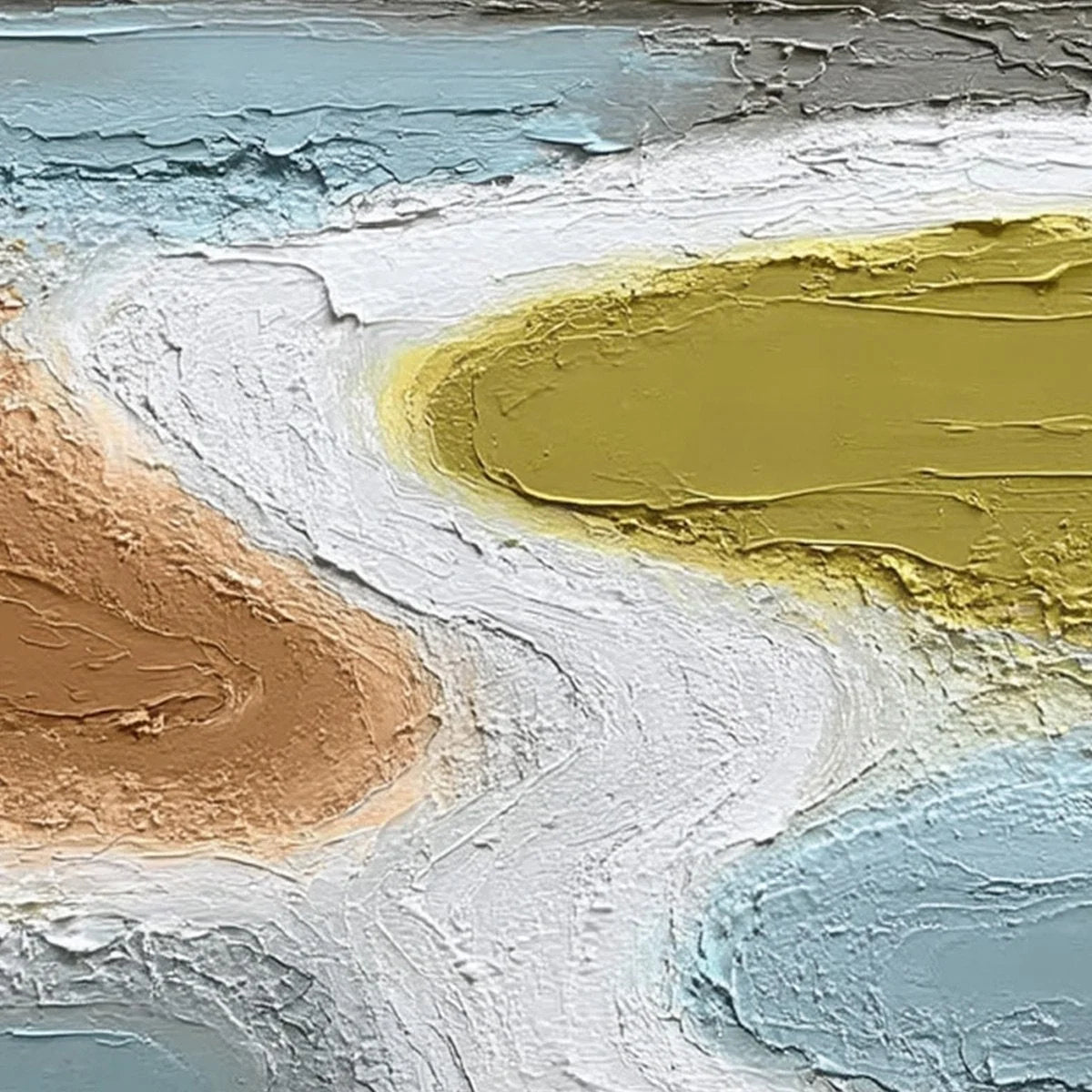 SERENE PATH: Textured Wabi-Sabi Abstract River Landscape | rolled canvas, ready for custom framing