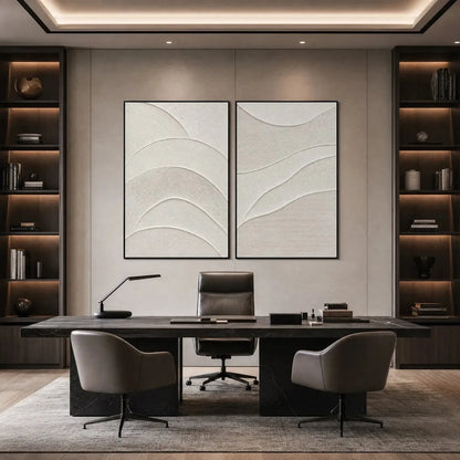 SERENE RHYTHM: Minimalist Textured Wabi Sabi Wall Art Set | rolled canvas, ready for custom framing