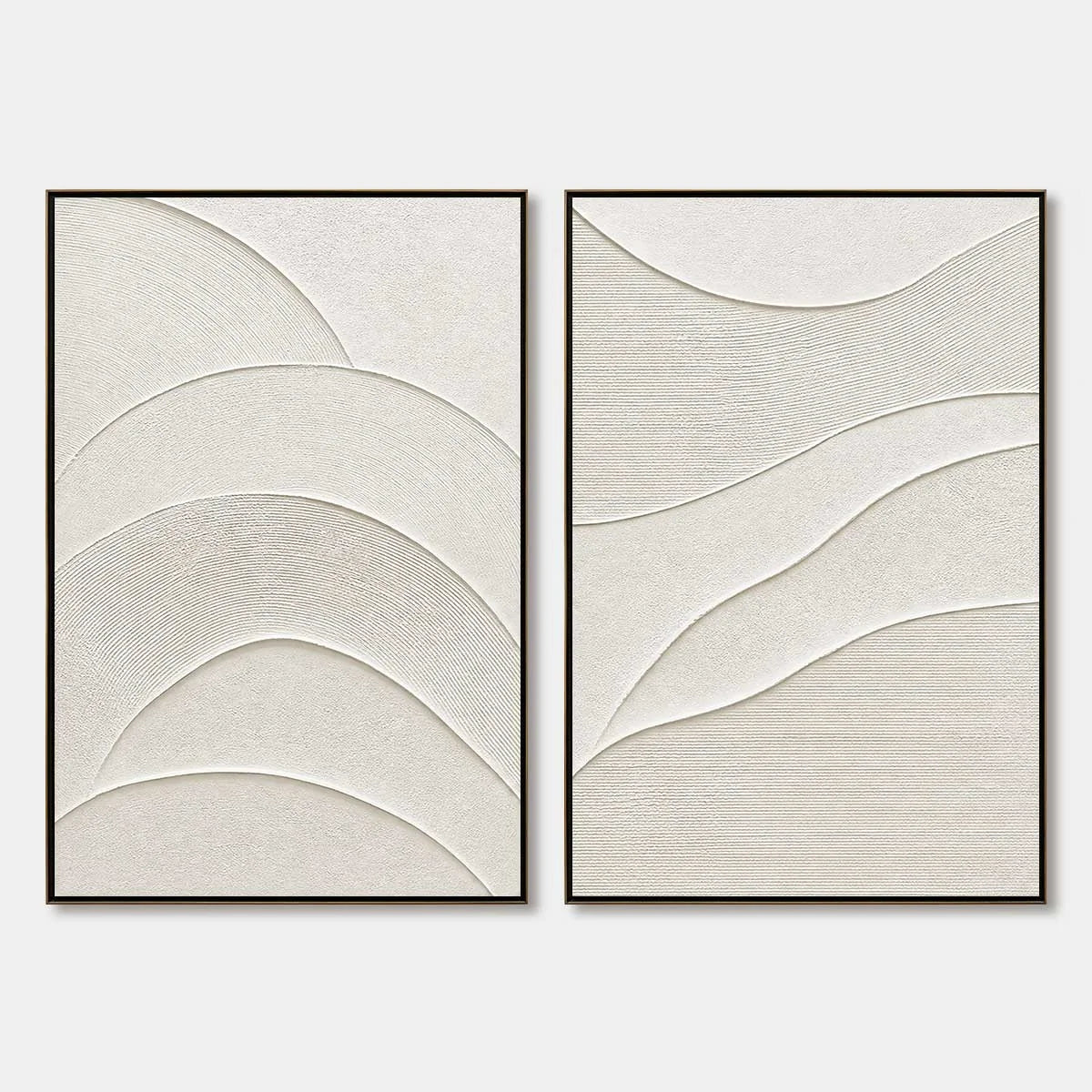 SERENE RHYTHM: Minimalist Textured Wabi Sabi Wall Art Set | hanging in living room, Minimalist wall art