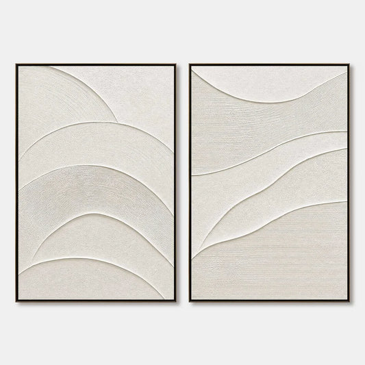 SERENE RHYTHM: Minimalist Textured Wabi Sabi Wall Art Set | hanging in living room, Minimalist wall art