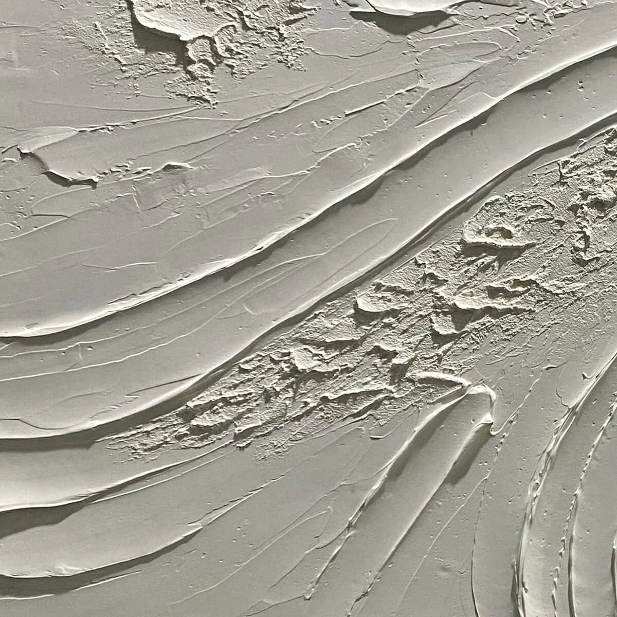 SERENE RIDGES: Textured Minimalist White Oil Painting | rectangular format, hand-painted canvas edge
