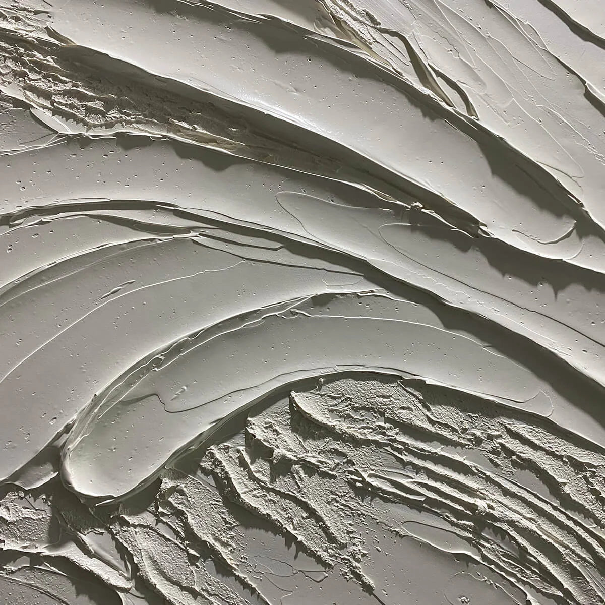 SERENE RIDGES: Textured Minimalist White Oil Painting | rolled canvas, ready for custom framing