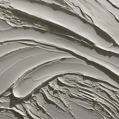 SERENE RIDGES: Textured Minimalist White Oil Painting | rolled canvas, ready for custom framing