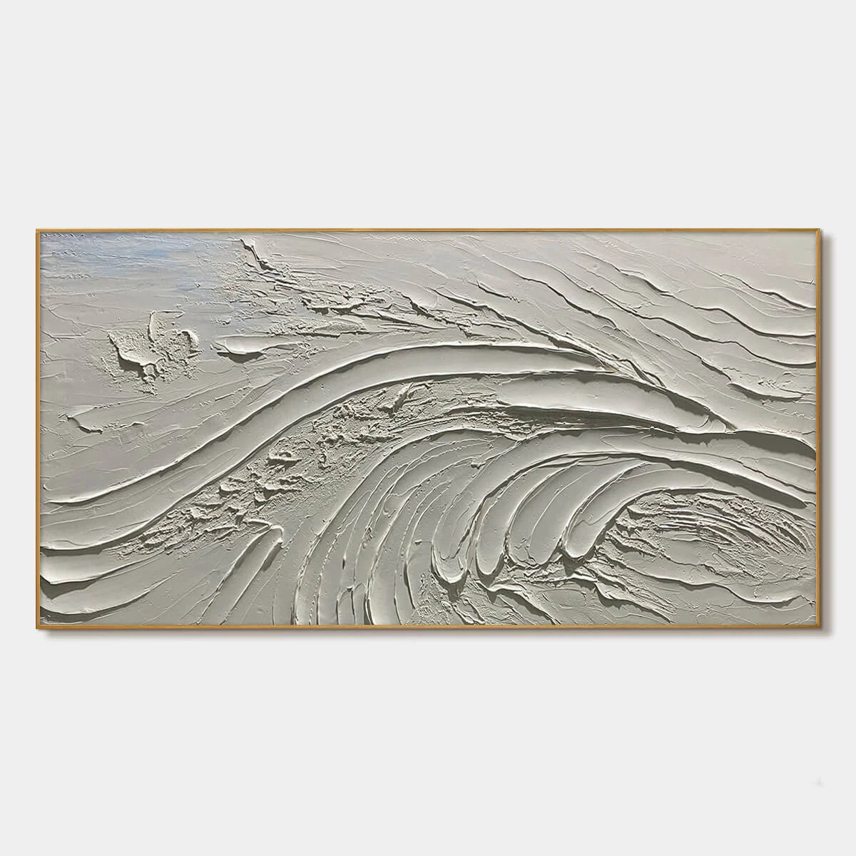 SERENE RIDGES: Textured Minimalist White Oil Painting | hanging in living room, Minimalist wall art