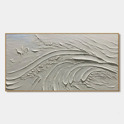 SERENE RIDGES: Textured Minimalist White Oil Painting | hanging in living room, Minimalist wall art
