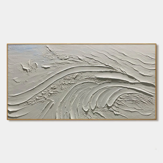 SERENE RIDGES: Textured Minimalist White Oil Painting | hanging in living room, Minimalist wall art