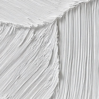 SERENE RIFT: Large Textured White Minimalist Abstract Painting | rectangular format, hand-painted canvas edge