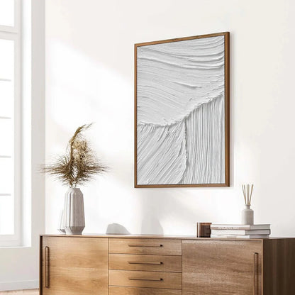 SERENE RIFT: Large Textured White Minimalist Abstract Painting | multi-color palette, original oil on stretched canvas art