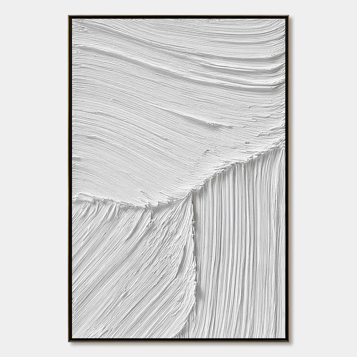 SERENE RIFT: Large Textured White Minimalist Abstract Painting | hanging in living room, Minimalist wall art