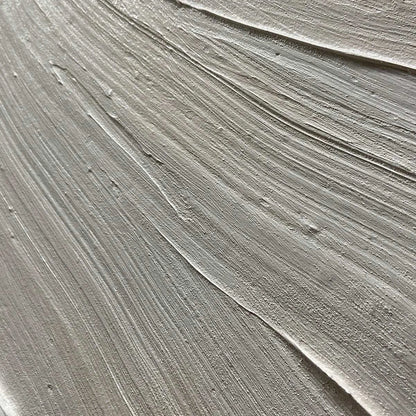 SERENE RIPPLES: Abstract Minimalist Textured White Painting for Living Room | rectangular format, hand-painted canvas edge