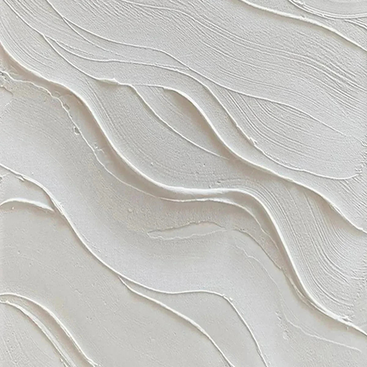 SERENE RIPPLES: Abstract Minimalist Textured White Painting for Living Room | Minimalist mood, soft natural light studio shot