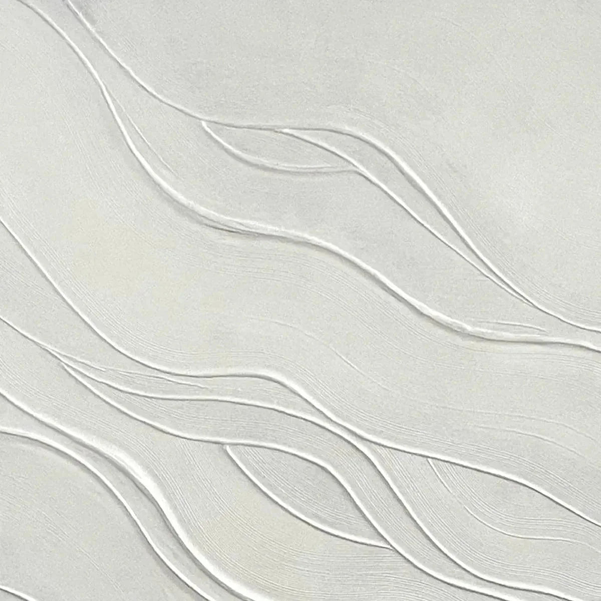 SERENE RIPPLES: Abstract Minimalist Textured White Painting for Living Room | texture detail, palette knife marks visible