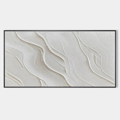SERENE RIPPLES: Abstract Minimalist Textured White Painting for Living Room | hanging in living room, Minimalist wall art