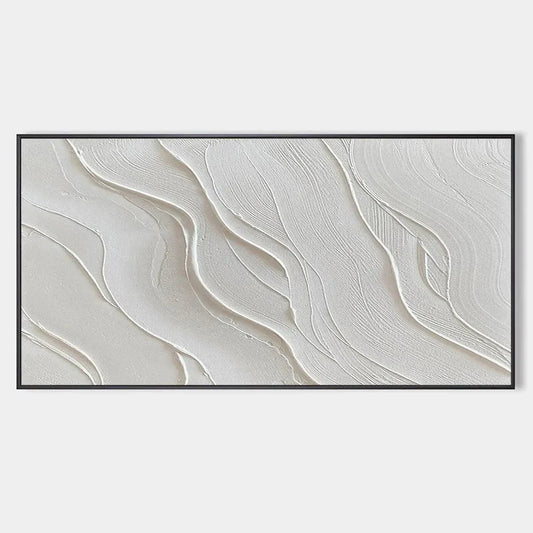 SERENE RIPPLES: Abstract Minimalist Textured White Painting for Living Room | hanging in living room, Minimalist wall art