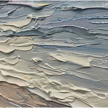 SERENE SEASCAPE: Vertical Ocean Painting | rectangular format, hand-painted canvas edge