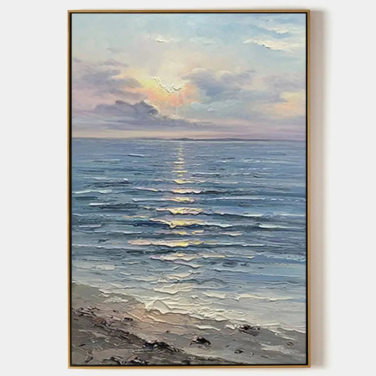SERENE SEASCAPE: Vertical Ocean Painting | hanging in living room, Abstract wall art