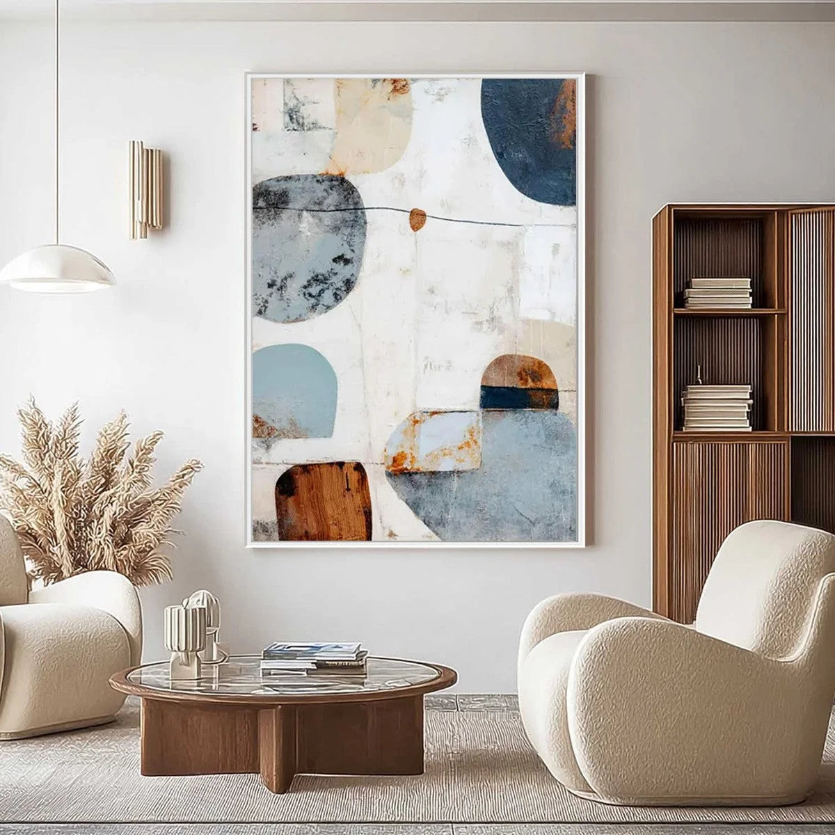 SERENE SHAPES: Textured Abstract Minimalist Oil Painting | Minimalist closeup, raised brushwork detail