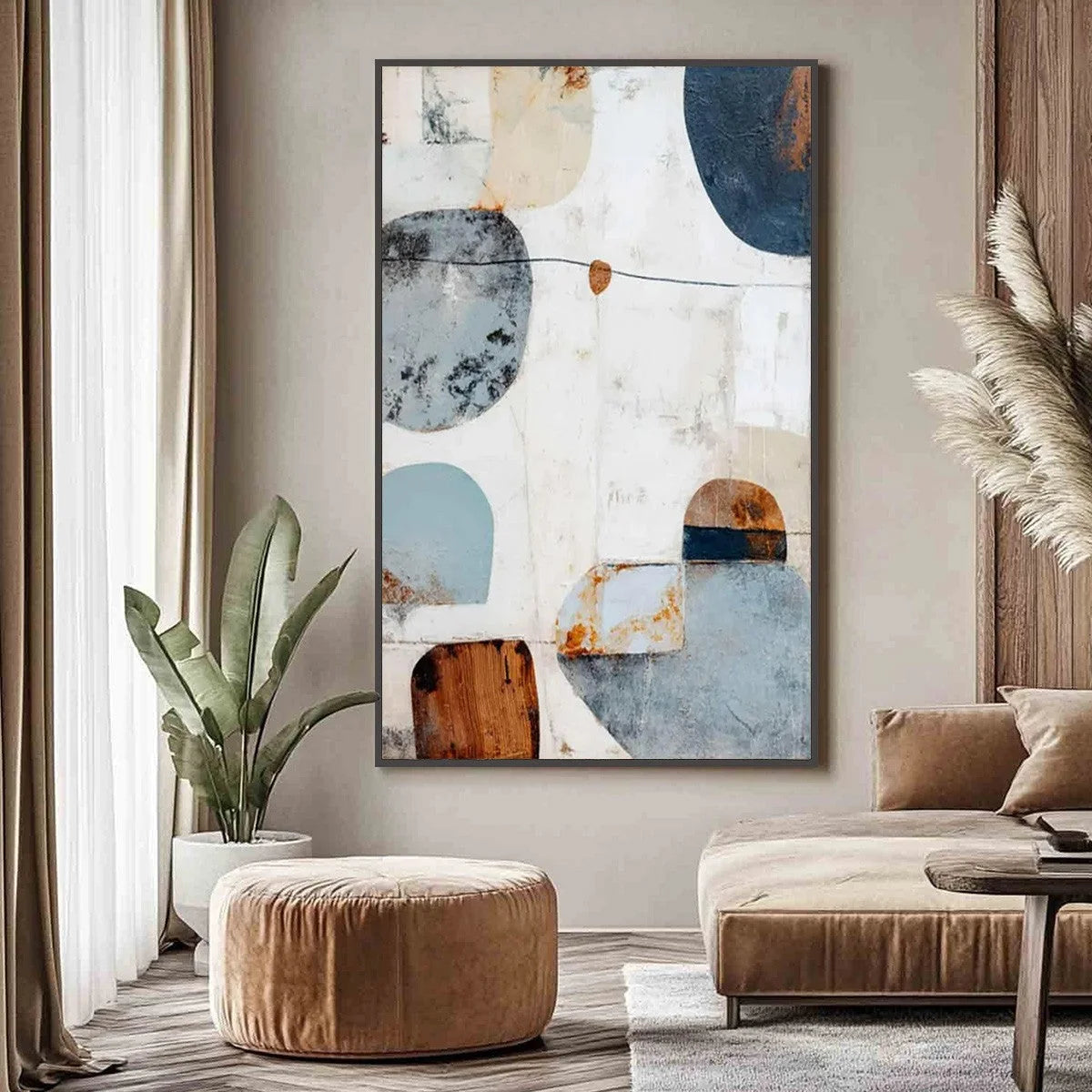 SERENE SHAPES: Textured Abstract Minimalist Oil Painting | rolled canvas, ready for custom framing
