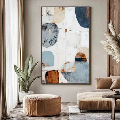 SERENE SHAPES: Textured Abstract Minimalist Oil Painting | rolled canvas, ready for custom framing
