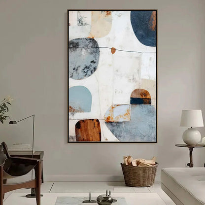 SERENE SHAPES: Textured Abstract Minimalist Oil Painting | multi-color palette, original oil on stretched canvas art