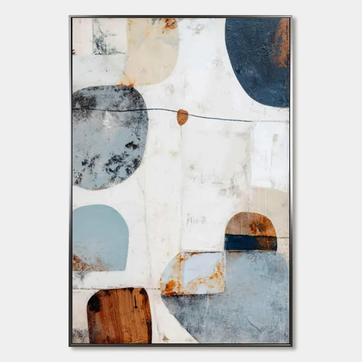 SERENE SHAPES: Textured Abstract Minimalist Oil Painting | hanging in living room, Minimalist wall art