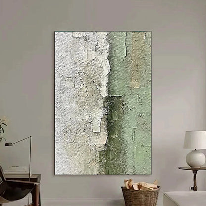 SERENE SIMPLICITY: Textured Minimalist Abstract Oil Painting | Minimalist closeup, raised brushwork detail