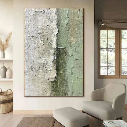SERENE SIMPLICITY: Textured Minimalist Abstract Oil Painting | black frame version on white wall