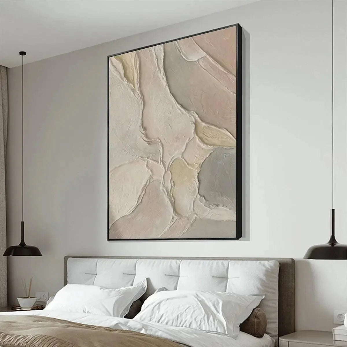 SERENE TEXTURES: Textured Abstract Painting, Neutral Beige Wall Art, Vertical Canvas, Minimalist Decor | rolled canvas, ready for custom framing