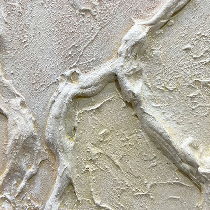 SERENE TEXTURES: Textured Abstract Painting, Neutral Beige Wall Art, Vertical Canvas, Minimalist Decor | black frame version on white wall