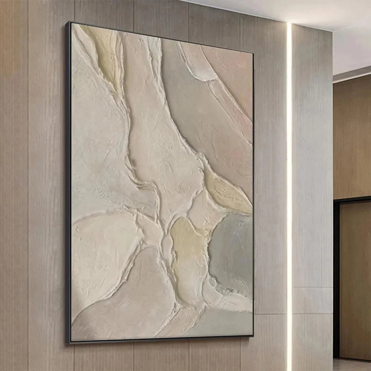 SERENE TEXTURES: Textured Abstract Painting, Neutral Beige Wall Art, Vertical Canvas, Minimalist Decor | beige palette, original oil on stretched canvas art