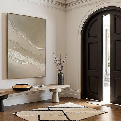 SERENE TRACE: Minimalist Wabi-Sabi Textured Abstract Wall Art | multi-color palette, original oil on stretched canvas art