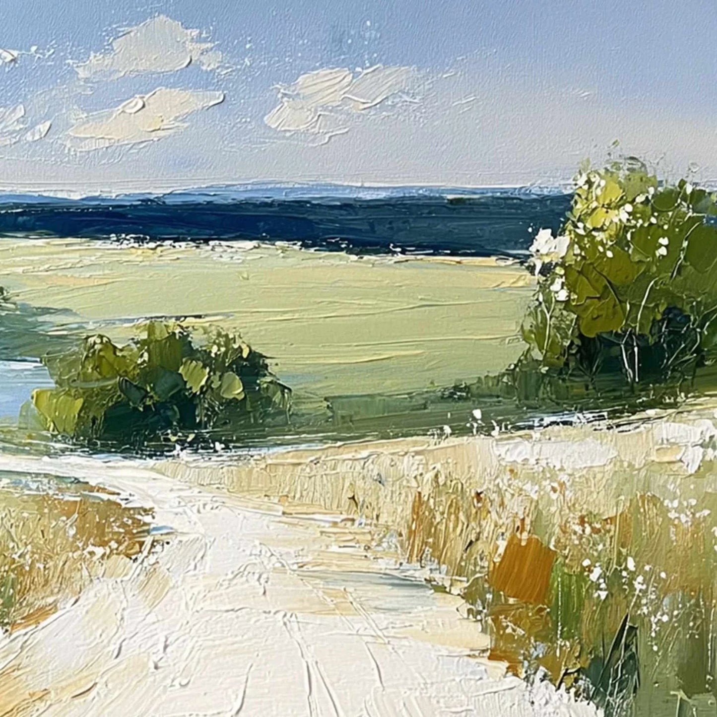 SERENE VISTA: Textured Palette Knife Countryside Landscape Painting | rolled canvas, ready for custom framing